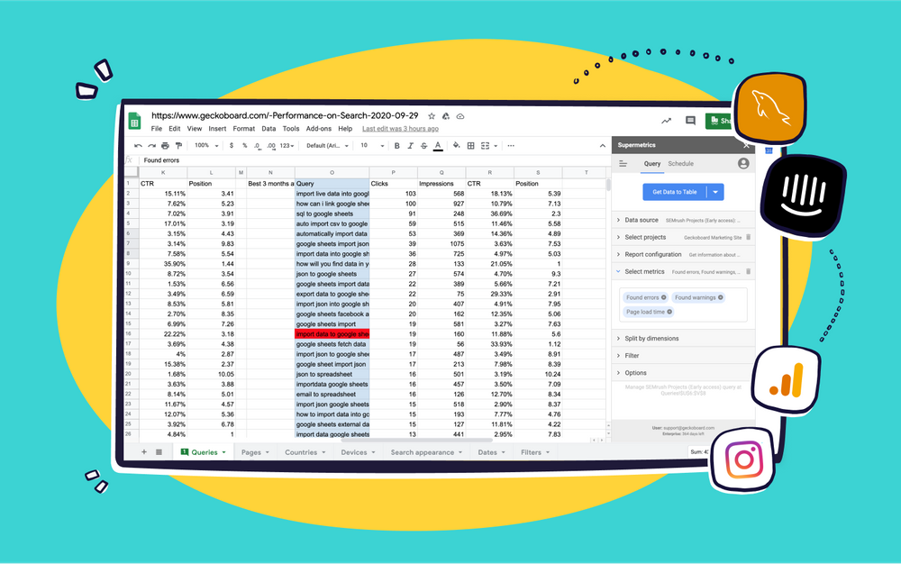4 Ways To Import Live Data Into Spreadsheets 2020 Update Geckoboard