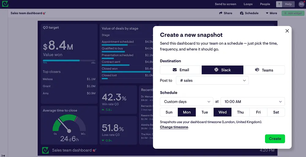 Create dashboard snapshot