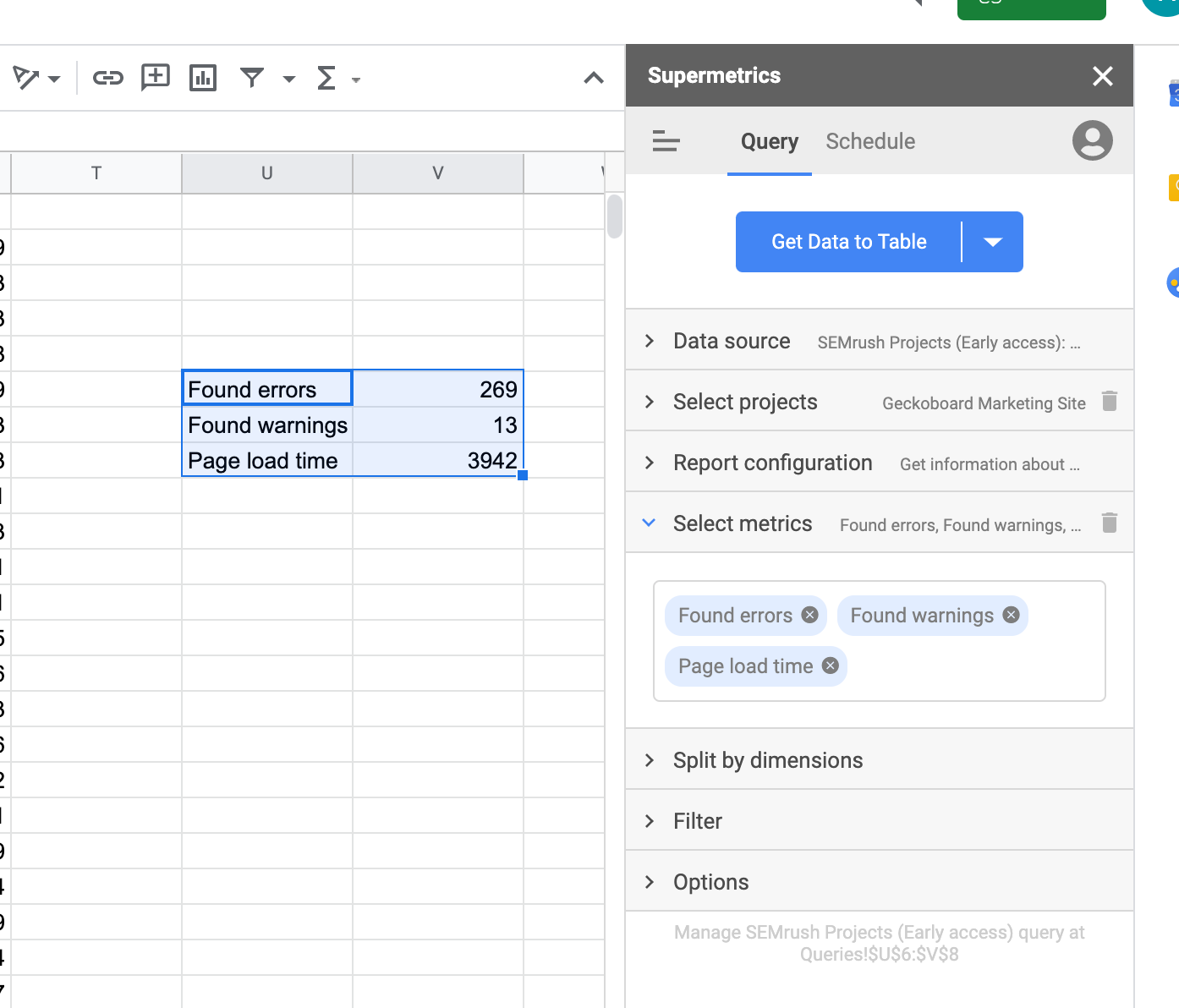 How do I send data to Google Sheets?