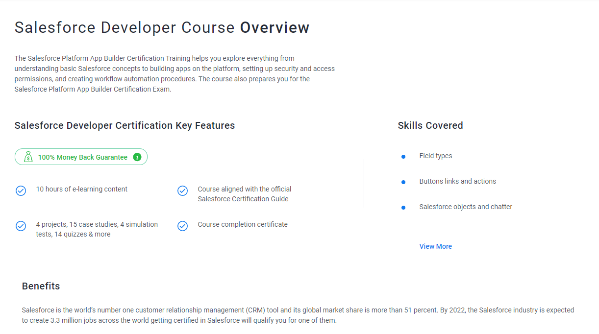 Simplilearn Salesforce developer course