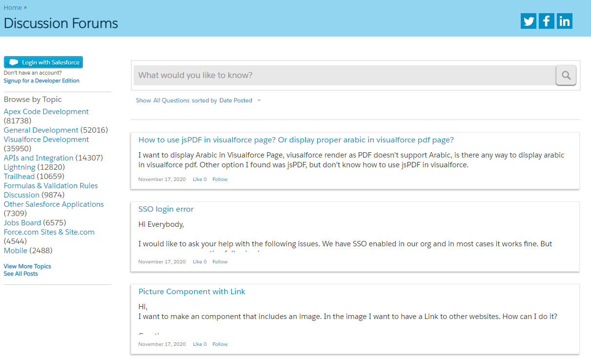 Salesforce discussion forum