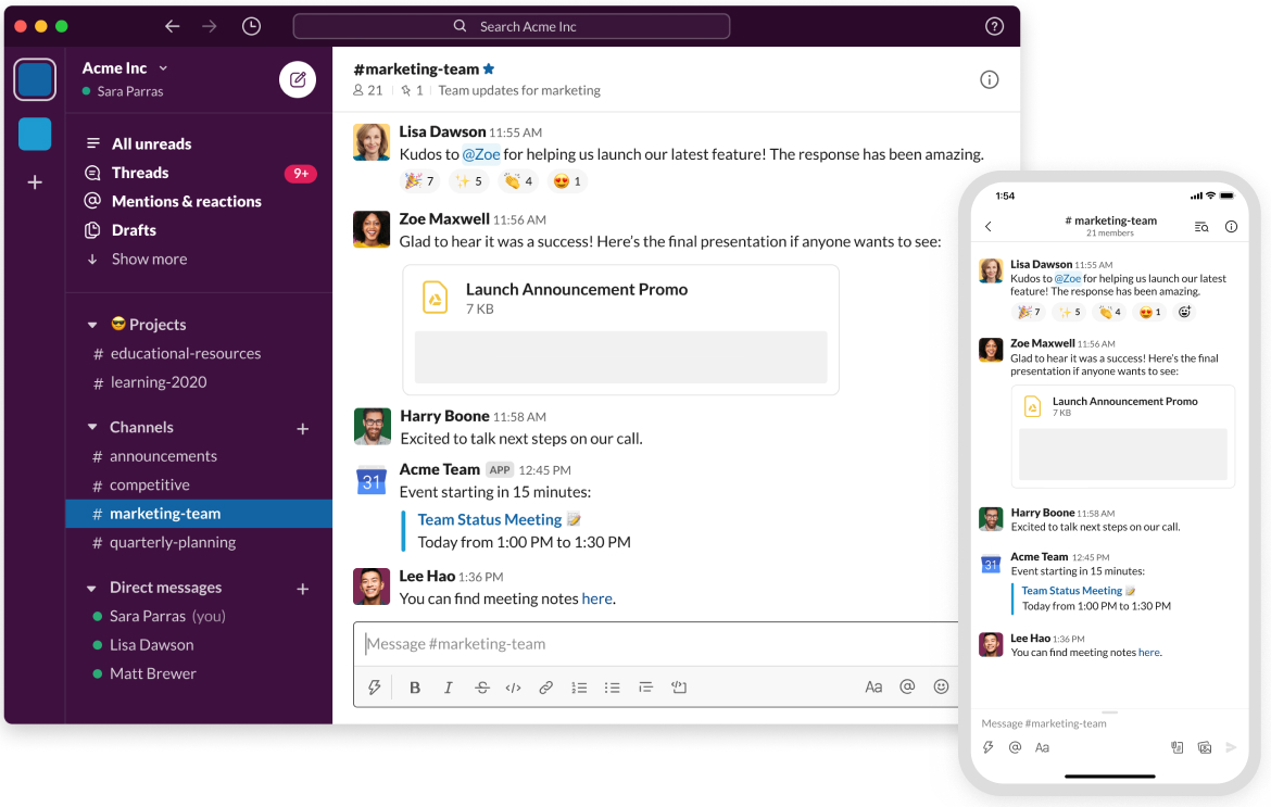 Screenshot of Slack