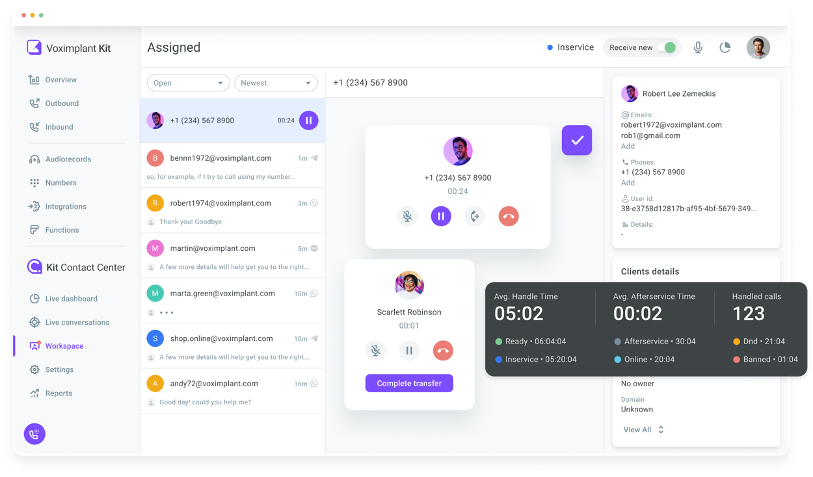 Voximplant dashboard
