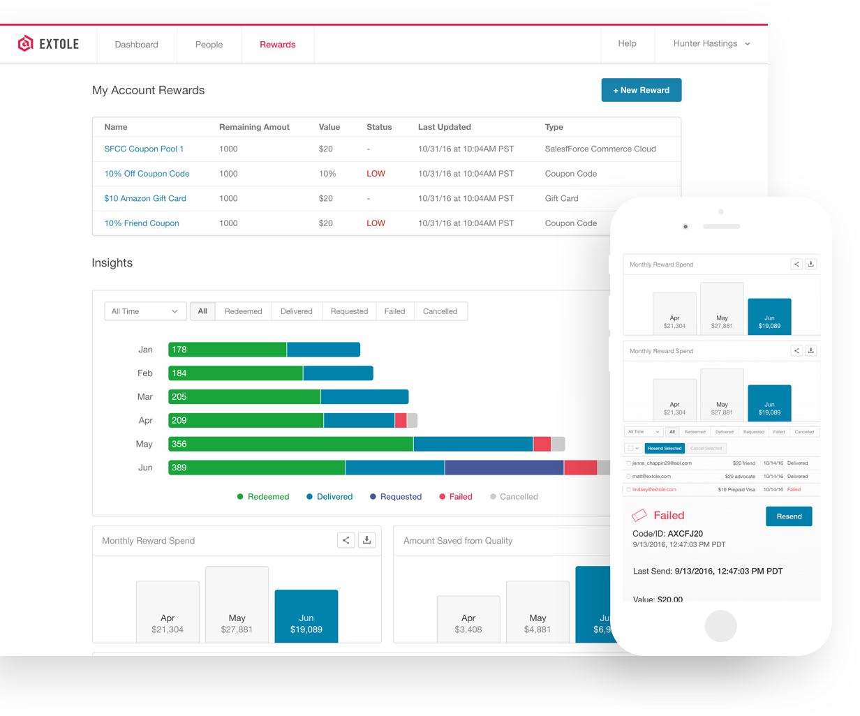 Extole's dashboard