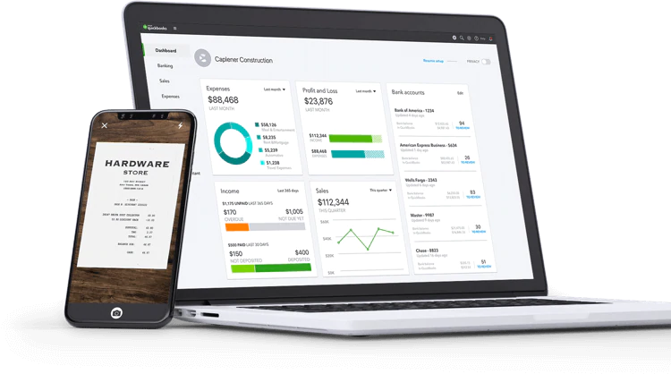 QuickBooks dashboard