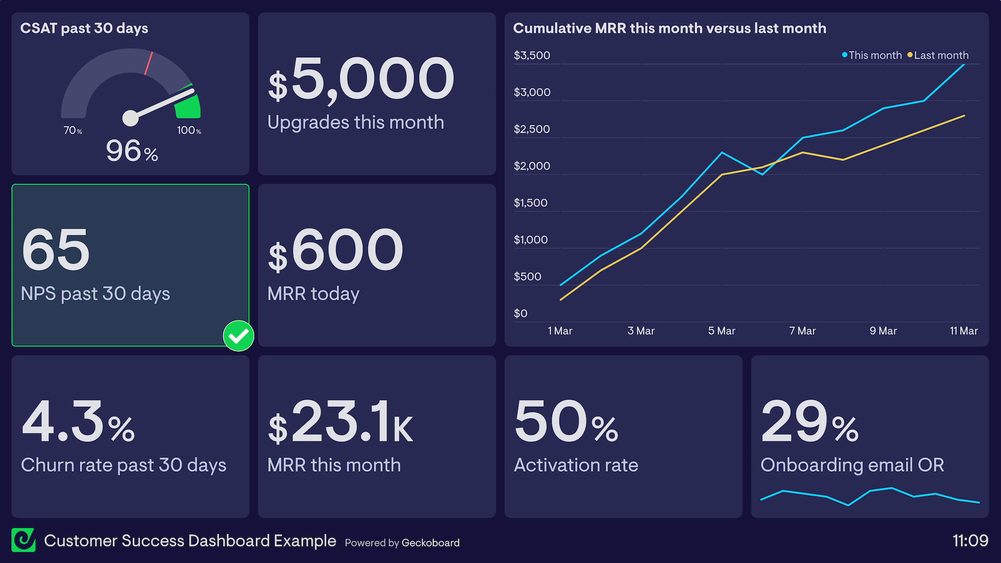 Customer Success Dashboard Example