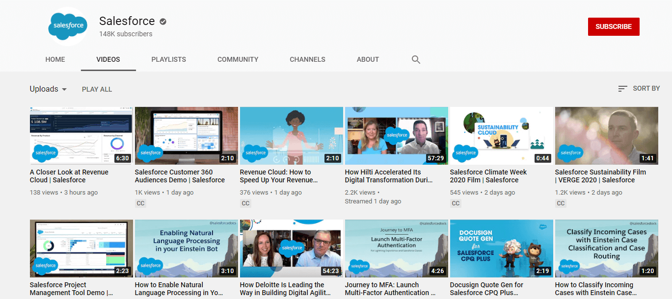 Salesforce YouTube channel