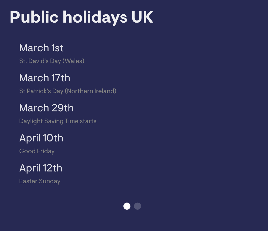 Public Holidays Google Calendar image
